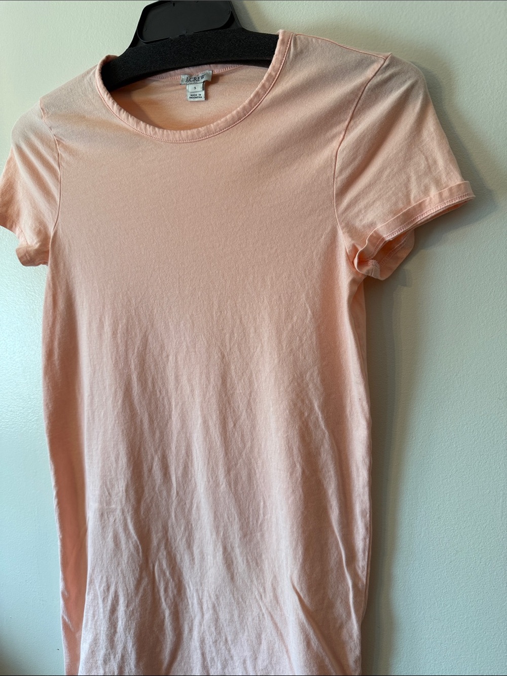 J. Crew Peach Crewneck Short Sleeve 100% cotton mini dress - Picture 3 of 5